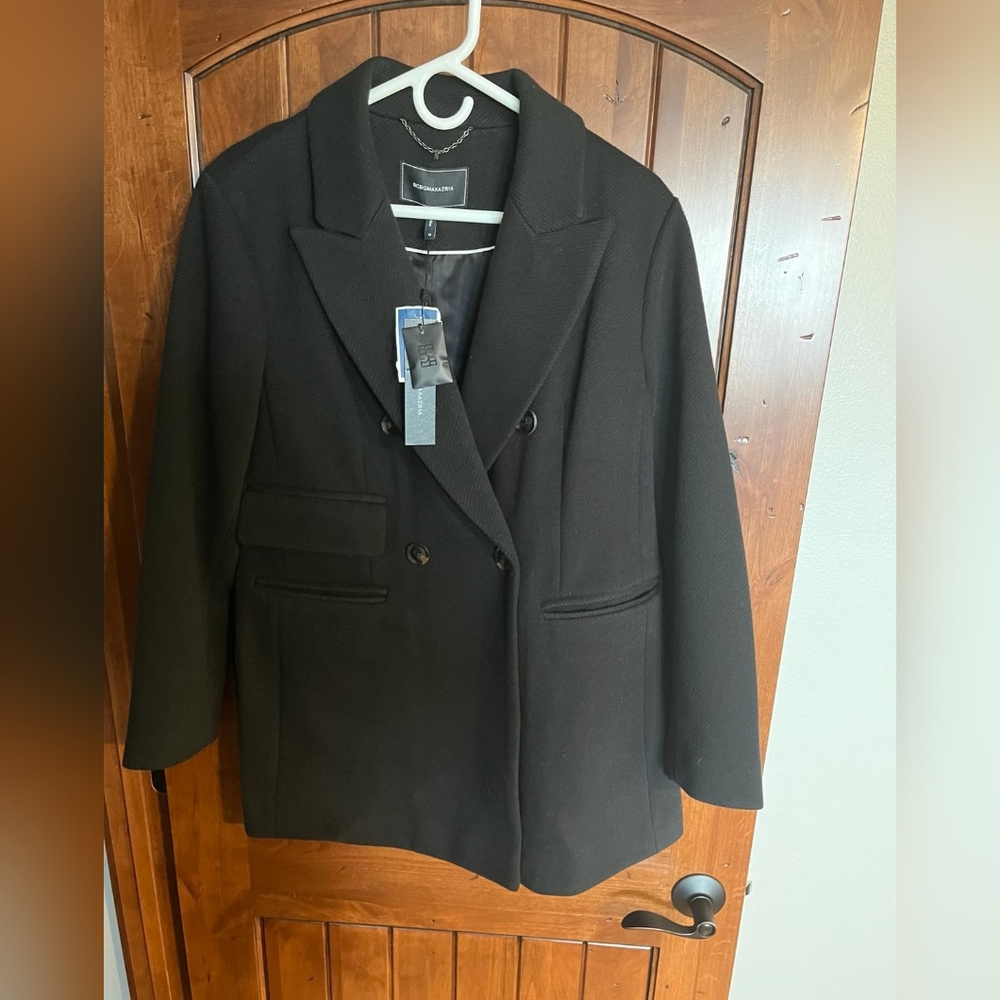 Chic BCBG Designer Black Coat - Steal the Show in Style | Size M |